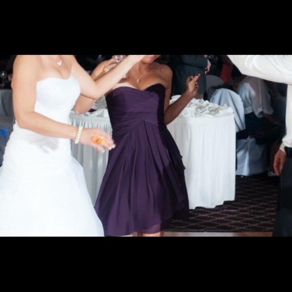 Strapless eggplant bridesmaids dress size 6